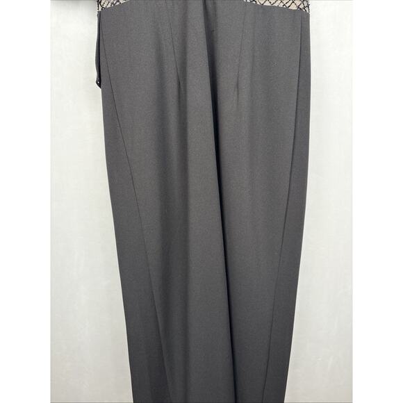 Adrianna Papell Plaid Beaded Formal Dress Women's 10 Black Side Slit Elegant - Picture 9 of 15